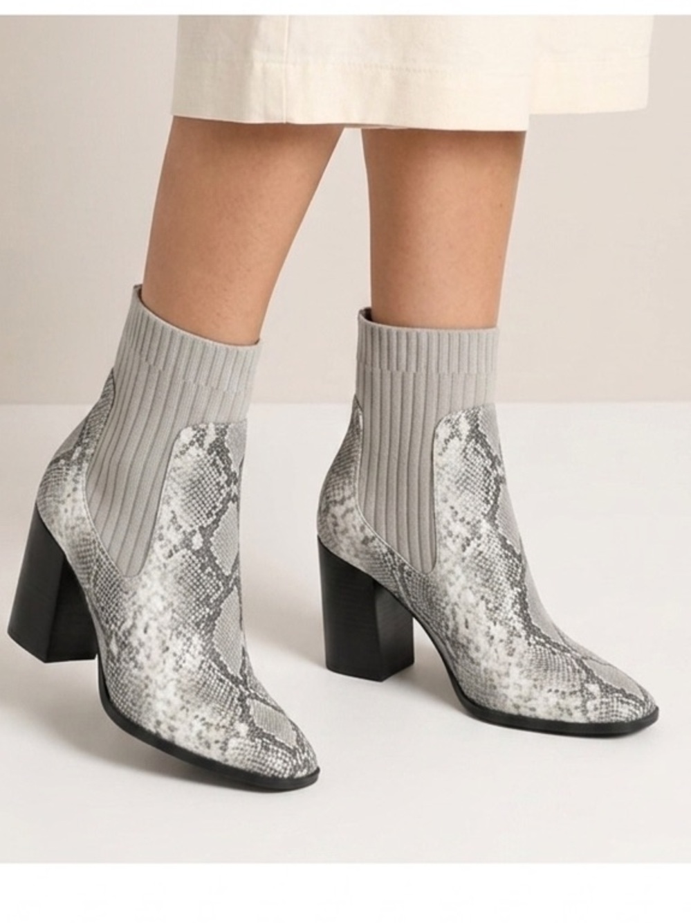 Stylish Snake Print Ankle Boots